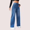 Wide-Leg Casual High-Waist Non-Elastic Jeans for Women - Image 2