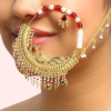 Regal Gold-Plated Bridal Nath with Elegant Chain - Image 2