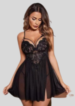 French Daina Black Lace Babydoll Nightwear - Image 2