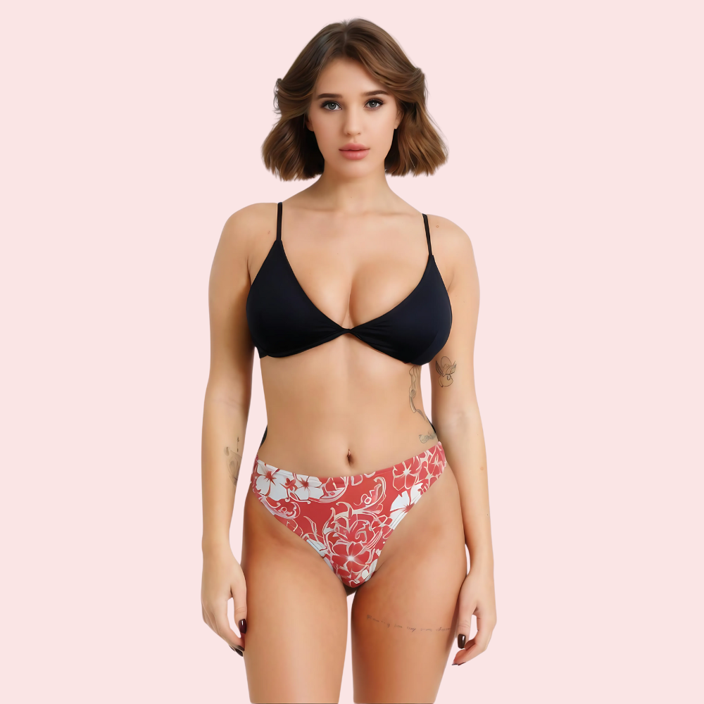 3bGsjEPmtn04ZL4LYL4RDGXUXnuerlen48nQqfSK.png Red & White Floral Print High-Cut Thong Bikini Bottom (Bottom Only) - Image 1