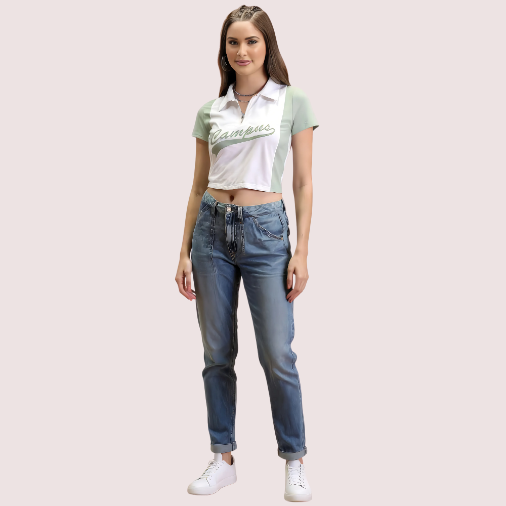 4UW1MEsa5oggJM3RQeUPFsHFnL3hA3O0vxyMIQaK.png Women's Mint Green "Campus" Polo Crop Top – Casual Sporty Tee - Image 1