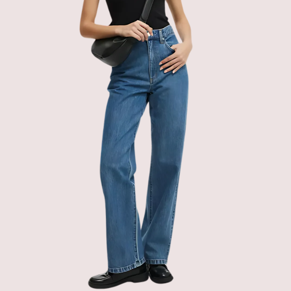 5O9oiQKB4T8tzAMLY91SbC3lFqvu8rzDDkXDgK6E.png Smokey Blue Denim Loose Fit Straight Jeans for Women - Image 1