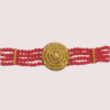 Bold Elegance Red Beaded Necklace with Ornate Gold Medallion - Image 2