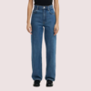 Smokey Blue Denim Loose Fit Straight Jeans for Women - Image 2
