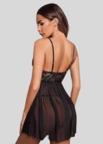 French Daina Black Lace Babydoll Nightwear - Image 3