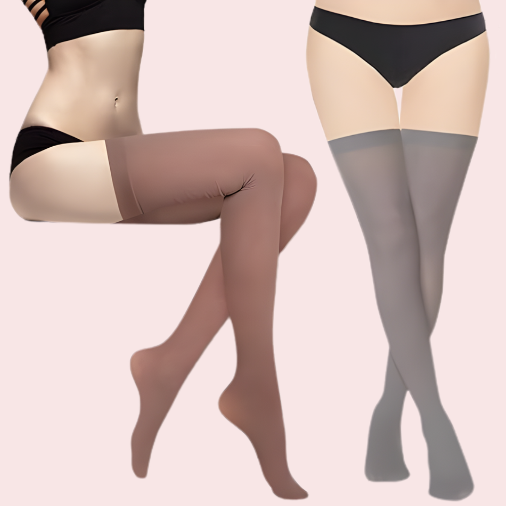 DYpNB2tfwjXwYVRfNxbdex2a1Hc6TPAErjOiblCa.png Soft Sheer Thigh-High Stockings – Pack of 2 (Brown & Grey Combo) - Image 1
