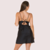 Midnight Allure Satin Mini Dress – V-Neck Cutout - Image 3