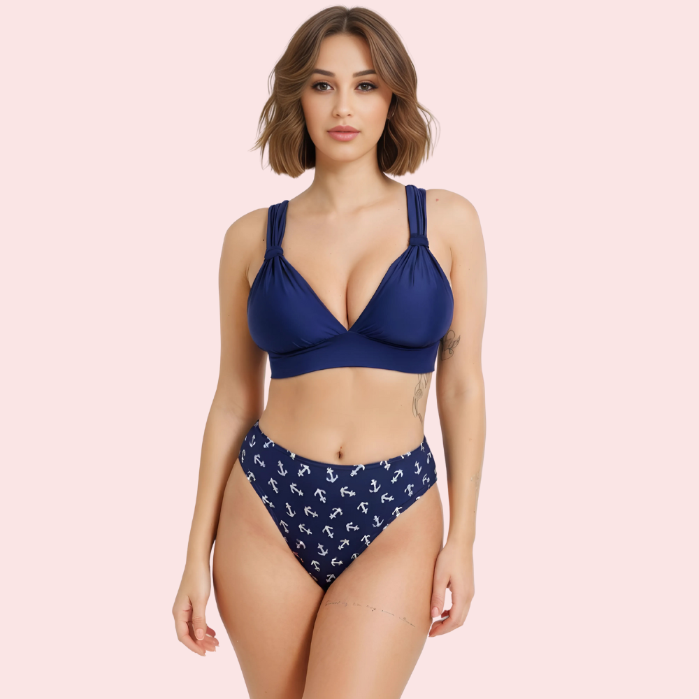 EYTVJL90c5FtT0VgqtpY0idfxniTxF0O5Se0isFK.png Nautical High-Waisted Anchor Print Bikini Bottom (Bottom Only) - Image 1