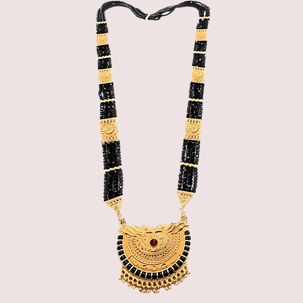 F6TZZcAI1FL2IWtskcTxA7IAJZsmjtEKFIRwPbJh.png Traditional Gold Plated Pahadi Mangalsutra - Image 1