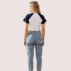 Women's Contrast Sleeve Graphic Crop Top – Urban Street Style Tee - Image 2