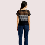 Stylish Black Sheer Floral Lace Top for Women - Image 2