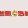 HexaCharm Red Beaded Necklace with Golden Hexagon Pendant - Image 2