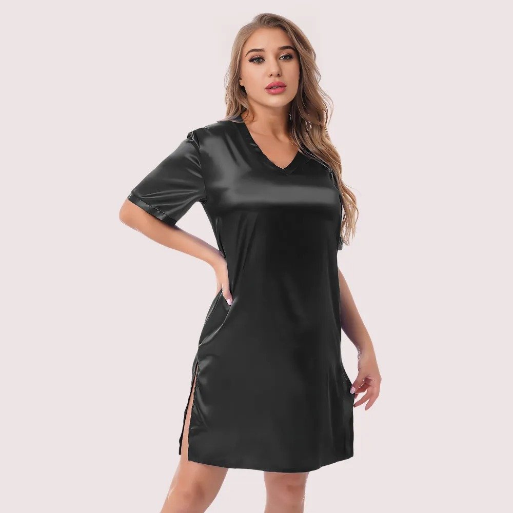 NLkOmFoXfUFni56tG773l3UK54UxULYswiSw06yd.jpg Silk satin sexy black short sleepwear - Image 1