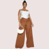 Plus Size White Satin Cropped Cowl Neck Cami Top