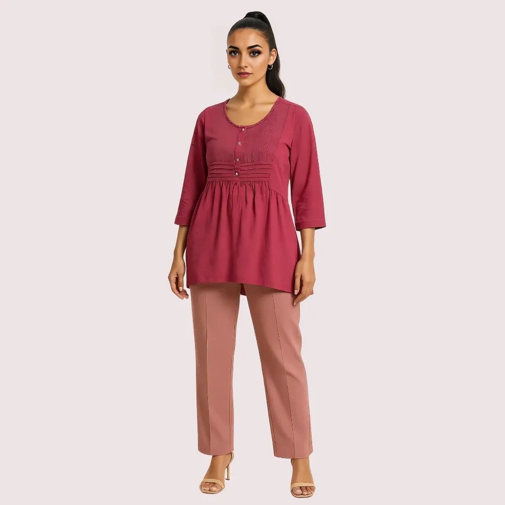 PCfWMZxCiYAn1fOF9udCK5eQsYsGEyGYyl1Yx3dX.jpg Rosewood Pintuck Pleated Cotton Top - Image 1