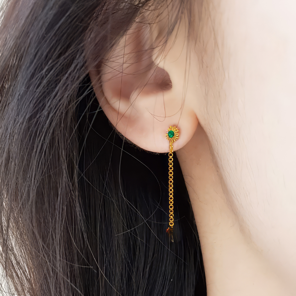 Q1HopsXVlF28BxdvMhhBdQuTY5Yvx1VLqQCvNmiQ.png Emerald Gleam Minimal Drop Chain Earrings - Image 1