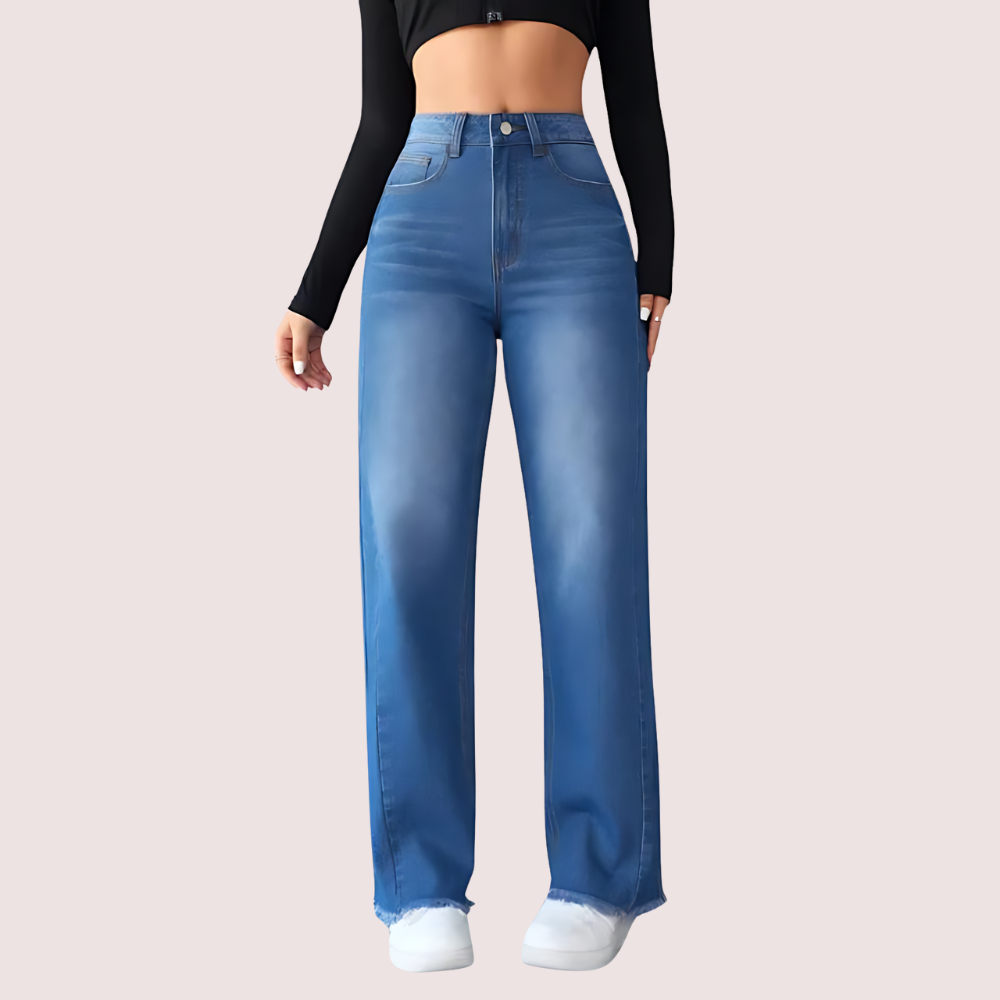 Q5yndfcMn5gLisIU4jqeUhqMOlSmAvfpSFmMJca0.png Wide-Leg Casual High-Waist Non-Elastic Jeans for Women - Image 1