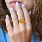 Elegant Floral Medallion Gold-Tone Ring