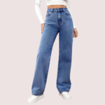 High Waisted Washed Straight Leg Jeans for Women