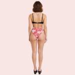 Red & White Floral Print High-Cut Thong Bikini Bottom (Bottom Only) - Image 2