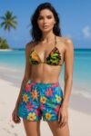 Rainforest Floral Print Triangle Bikini Topa (Top Only) - Image 3
