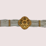 Royal Blossom Pearl Necklace with Ornate Floral Gold Pendant - Image 2
