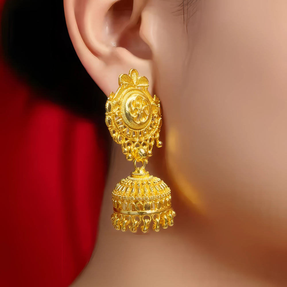 aDoJYpJezhBhCgdakBb6CmjqLLsaaZY516mxnL22.png Regal Lakshmi Temple Jhumka Earrings - Image 1