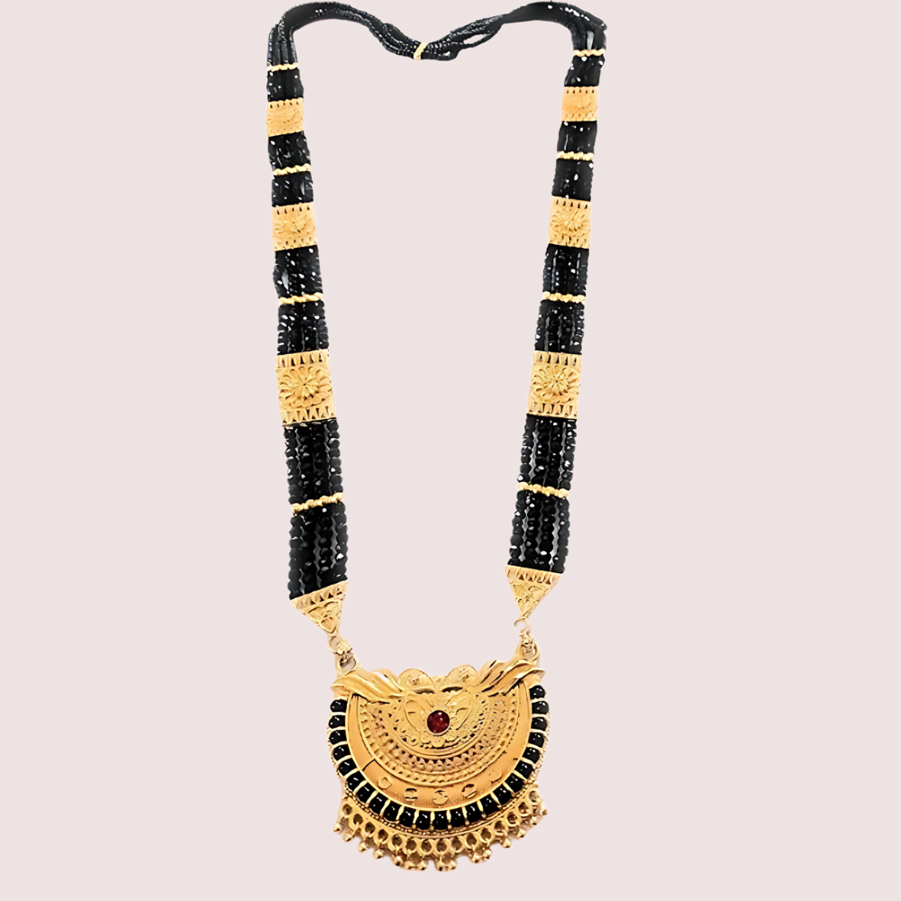 auTMSDQH4633cwQ9W2cmXlzgZPmBPQ1hxYDSLjt7.png Uttarakhandi Black Beaded Mangalsutra with Stones - Image 1