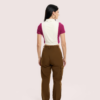 "Campus Cool" Zip Polo Crop Top – Maroon & White - Image 2