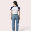 "Brooklyn 76" Varsity Crop Top – Navy & White - Image 2
