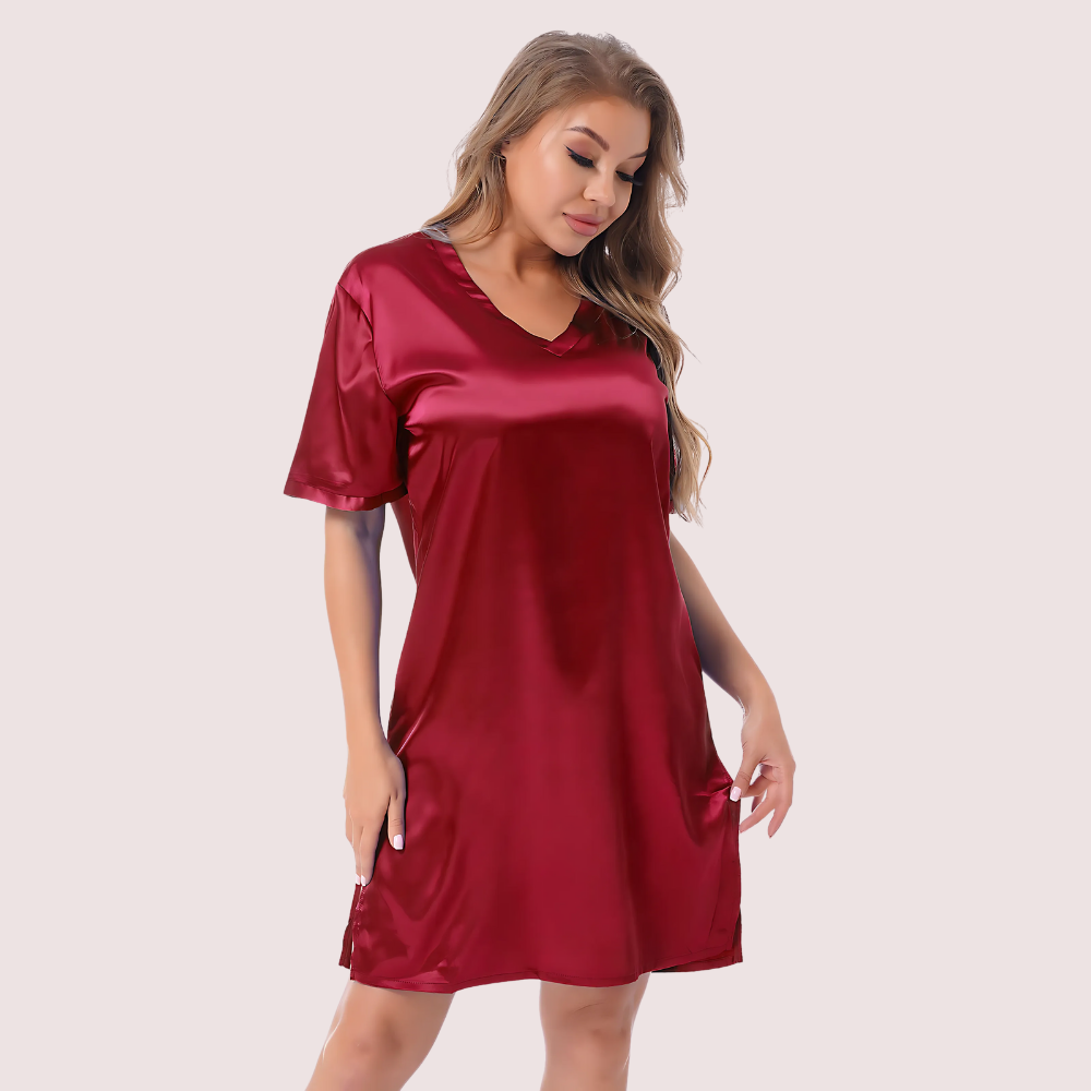 fKPcLkP8BN85A0uCKOVmS06clLrYojIFizL3Lc80.png Silk satin sexy Maroon short sleepwear - Image 1