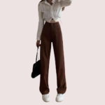 Women's Brown High Rise Wide Leg Loose Denim Jeans - Image 2