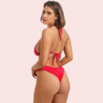Sizzling Red Classic Triangle Halter Bikini Topa (Top Only) - Image 2
