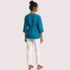 Teal Pintuck Detail Cotton Tunic Top - Image 2