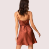 Elegant  Dark Rust Satin Slip Dress - Image 2