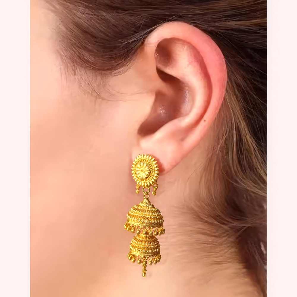 nv1jsnzurit37vnEM4L0Bc085GhjeBN1KPs0rUC8.png Sun Radiance Double Jhumka Earrings - Image 1