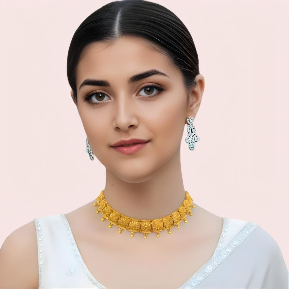 pIepabCvI8TCkzWpqtWnL5VArFjZw3gSIDbfG3BI.jpg Elegant Starburst Gold-Tone Choker Necklace - Image 1