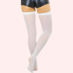 Classic Opaque Thigh-High Stockings Pack of 2 – Black & White Stay-Up Hosiery - Image 4