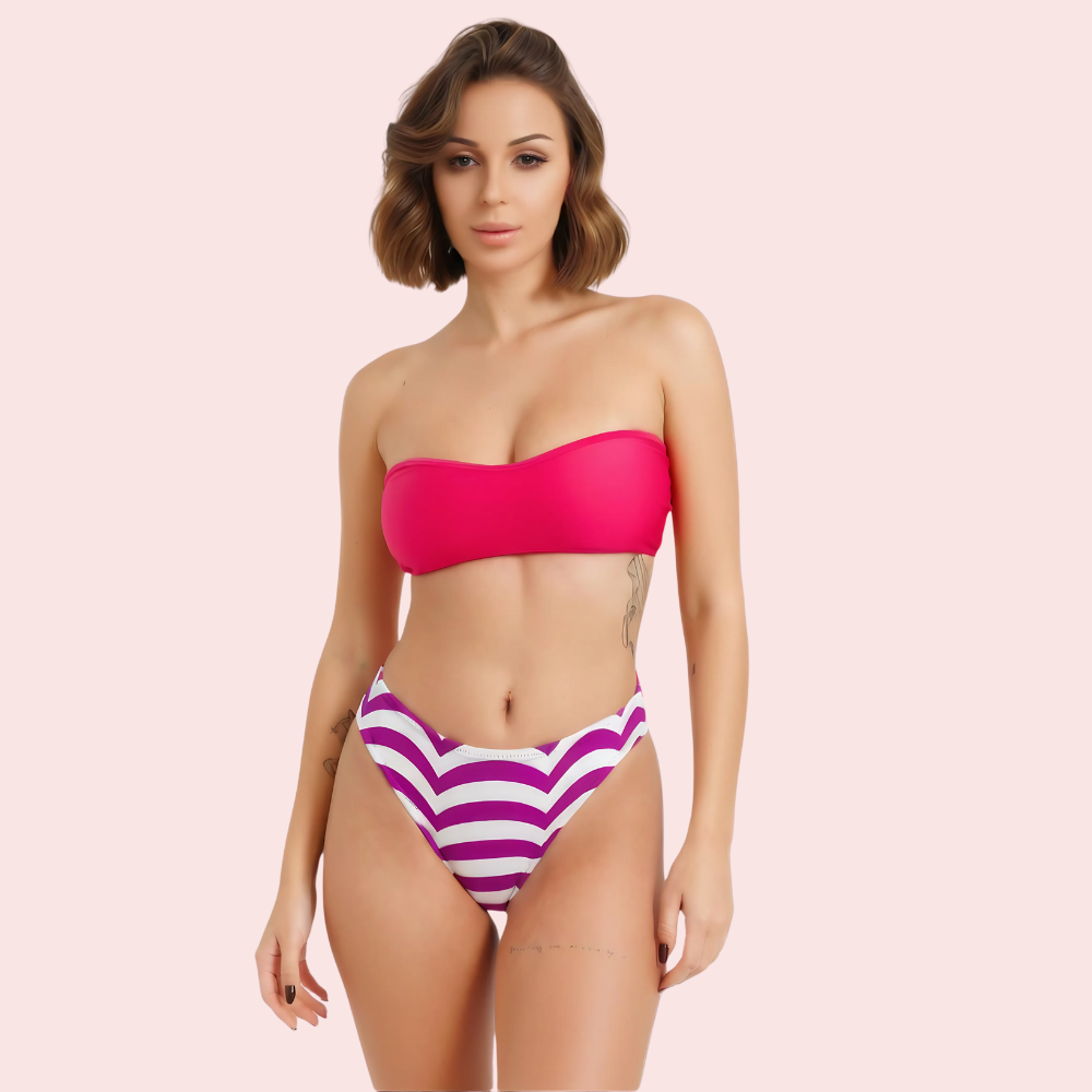 qfsFyPHh3N6JDsDGJHcOI0ypKMW32jeqVHZ6w2B4.png Vibrant V-Cut Striped High-Waisted Bikini Bottom (Bottom Only) - Image 1