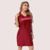 Silk satin sexy Maroon short sleepwear - Image 2