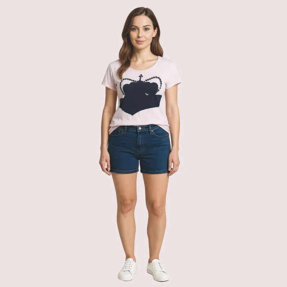 uUbOL2L77TRNb6QuIY9irWVp8yjBJcCO6sQ4Da6i.jpg Pink Crown Graphic Casual Tee - Image 1