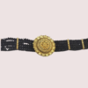 Midnight Majesty Black Beaded Necklace with Ornate Gold Floral Medallion - Image 2