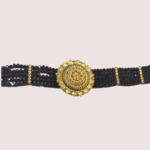 Midnight Majesty Black Beaded Necklace with Ornate Gold Floral Medallion - Image 2