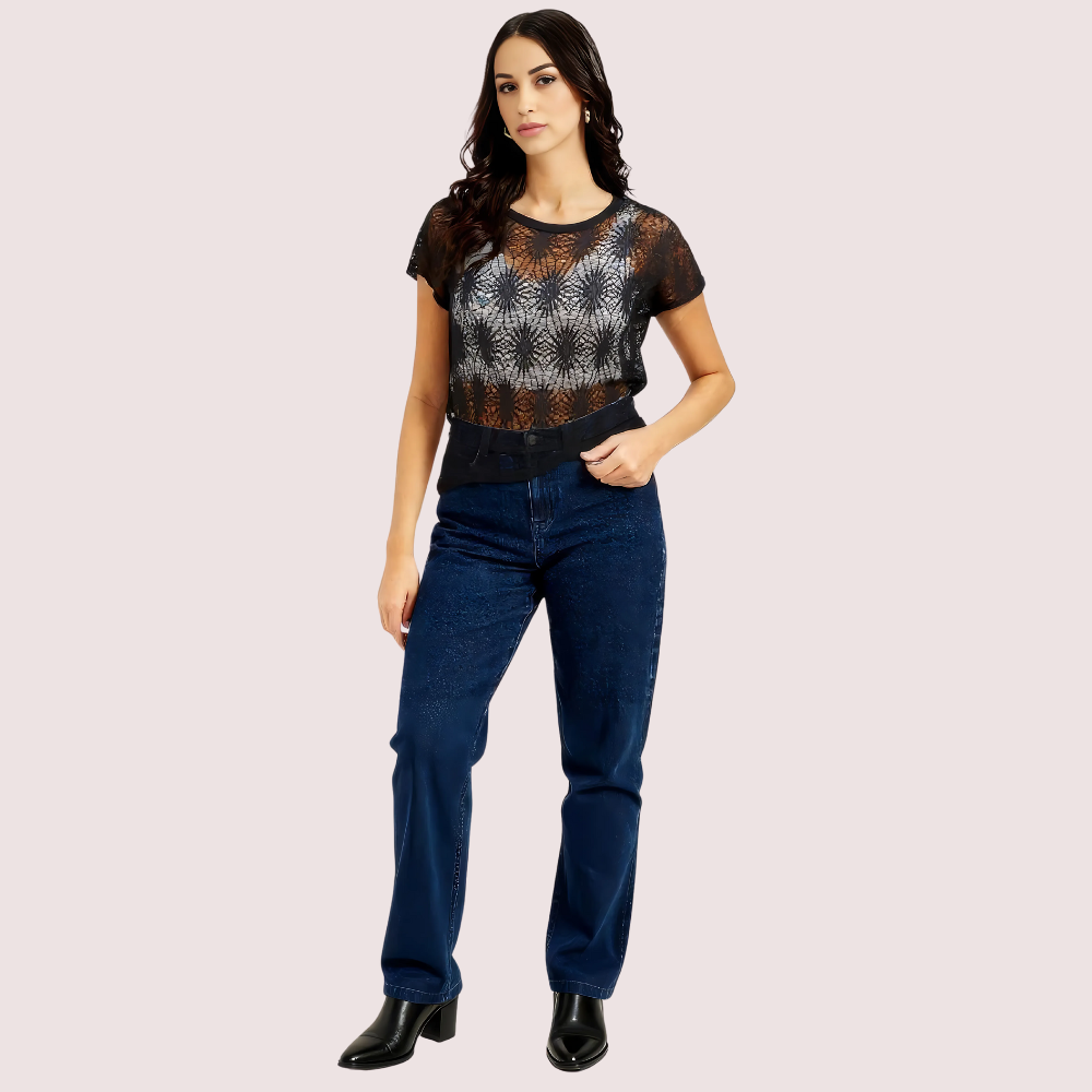 wfTAwehUsjTRFOg77Vl0Cwuis0cR3bEqRUmz9tsz.png Stylish Black Sheer Floral Lace Top for Women - Image 1