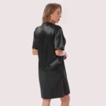 Silk satin sexy black short sleepwear - Image 2