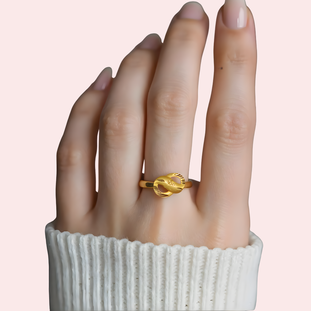 yQJDuW5b5WjVN4Qiwyt5LlO9uXhHuLOcZUS6ibcE.png Modern Twist Knot Gold Polish Everyday Ring - Image 1