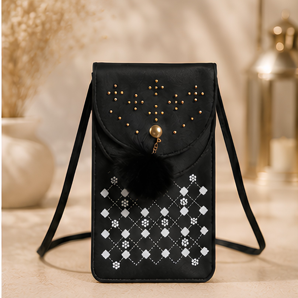 Noir Sparkle Embellished Sling Bag