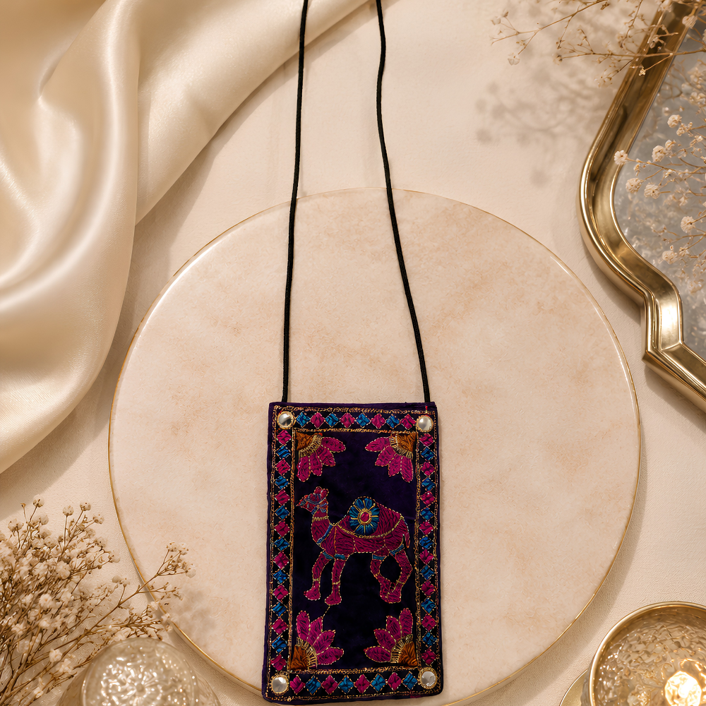 Royal Caravan Embroidered Mobile Sling Bag