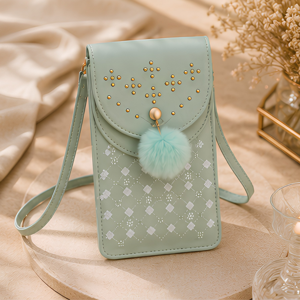 Mint Aura Embellished Mobile Sling Bag