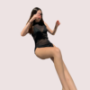 Maison Allure Sheer Black Mini Dress with Dual Open Slits - Image 2